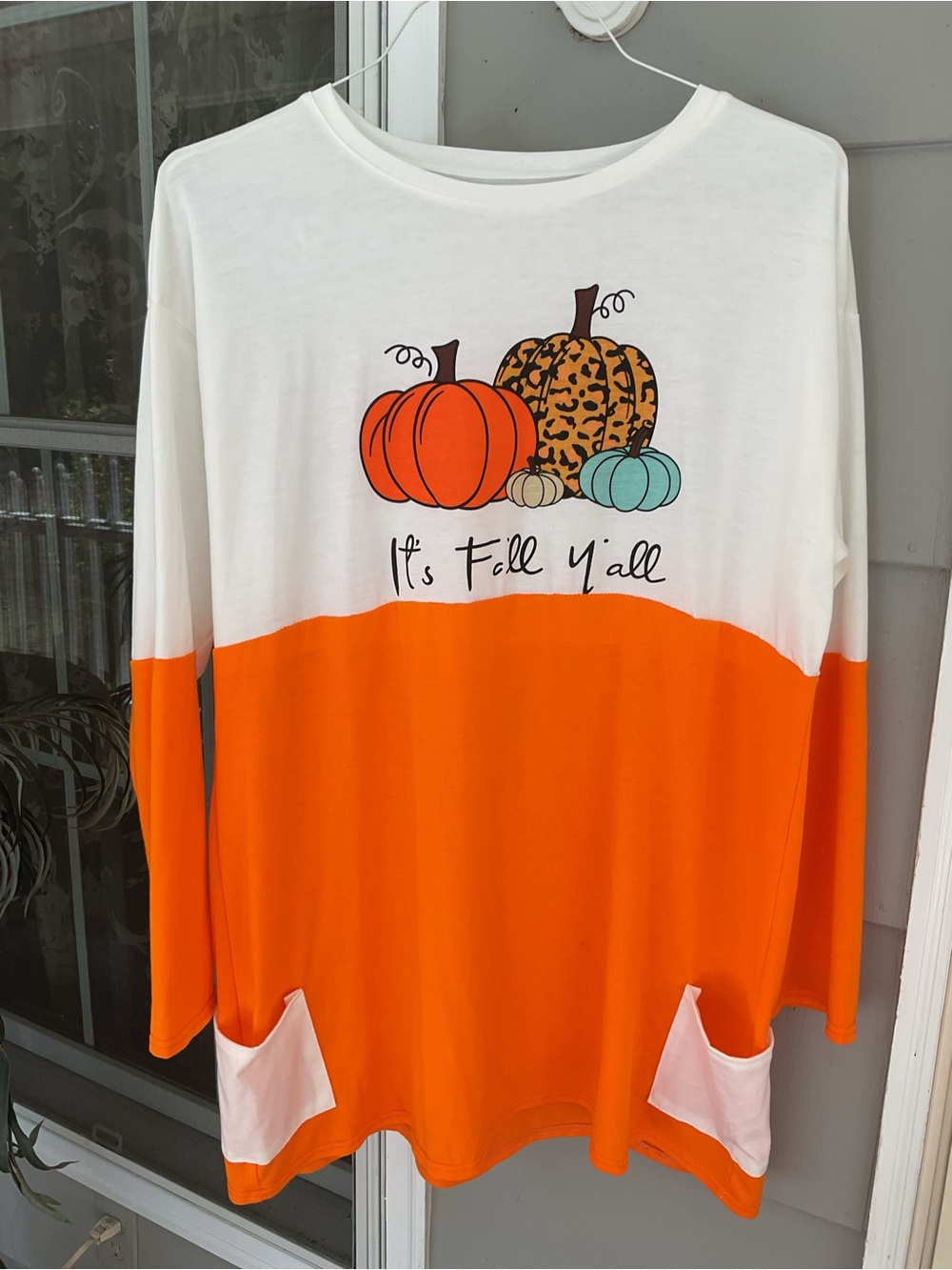 Its Fall Yall 3XL Pumpkin Autumn Fall Long Sleeve Women Orange Shirt SHEIN NWOT